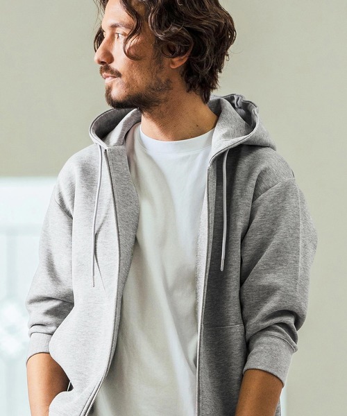 Magine(マージン)の「mpa3717- Fraise Stitch 3-4 Sleeve Zip Up Hoodie ジップアップフードパーカ(パーカー・メンズ・チャコール/ブラック/ミックスグレー・44/46/48)」の6枚目の写真