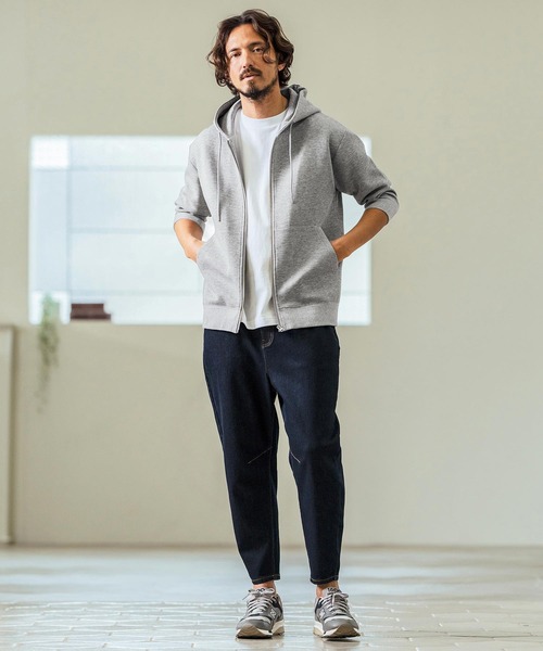 Magine(マージン)の「mpa3717- Fraise Stitch 3-4 Sleeve Zip Up Hoodie ジップアップフードパーカ(パーカー・メンズ・チャコール/ブラック/ミックスグレー・44/46/48)」の7枚目の写真