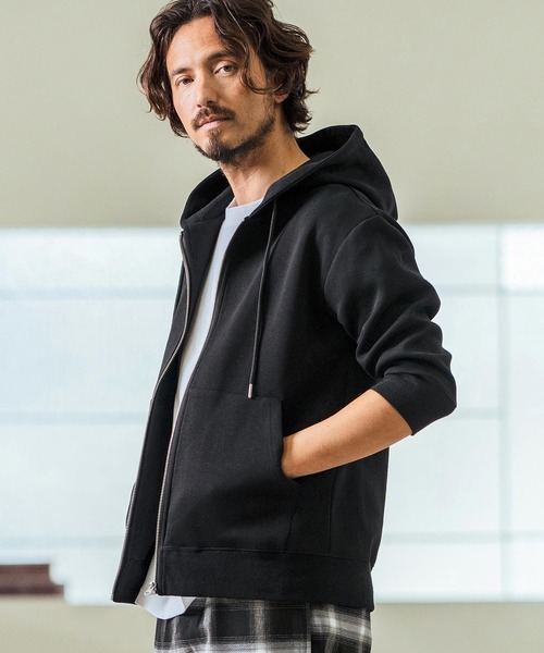 Magine(マージン)の「mpa3717- Fraise Stitch 3-4 Sleeve Zip Up Hoodie ジップアップフードパーカ(パーカー・メンズ・チャコール/ブラック/ミックスグレー・44/46/48)」の10枚目の写真