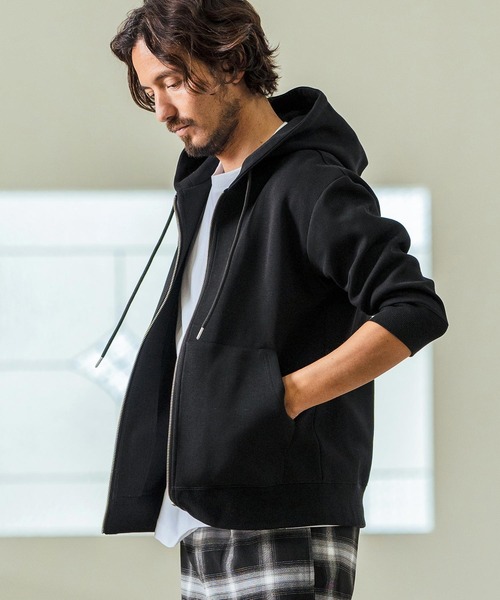Magine(マージン)の「mpa3717- Fraise Stitch 3-4 Sleeve Zip Up Hoodie ジップアップフードパーカ(パーカー・メンズ・チャコール/ブラック/ミックスグレー・44/46/48)」の12枚目の写真