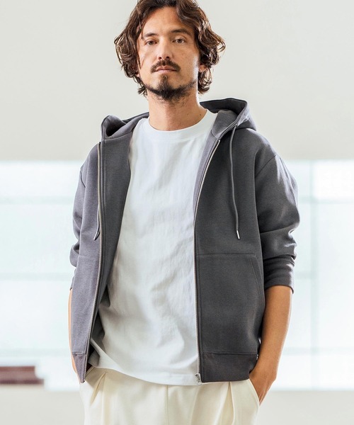 Magine(マージン)の「mpa3717- Fraise Stitch 3-4 Sleeve Zip Up Hoodie ジップアップフードパーカ(パーカー・メンズ・チャコール/ブラック/ミックスグレー・44/46/48)」の16枚目の写真