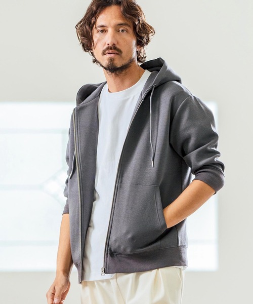 Magine(マージン)の「mpa3717- Fraise Stitch 3-4 Sleeve Zip Up Hoodie ジップアップフードパーカ(パーカー・メンズ・チャコール/ブラック/ミックスグレー・44/46/48)」の17枚目の写真
