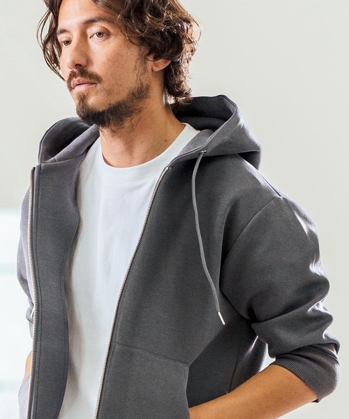 Magine(マージン)の「mpa3717- Fraise Stitch 3-4 Sleeve Zip Up Hoodie ジップアップフードパーカ(パーカー・メンズ・チャコール/ブラック/ミックスグレー・44/46/48)」の18枚目の写真