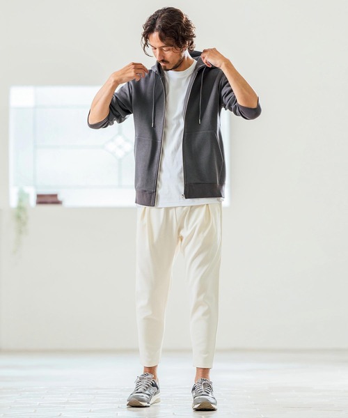 Magine(マージン)の「mpa3717- Fraise Stitch 3-4 Sleeve Zip Up Hoodie ジップアップフードパーカ(パーカー・メンズ・チャコール/ブラック/ミックスグレー・44/46/48)」の20枚目の写真