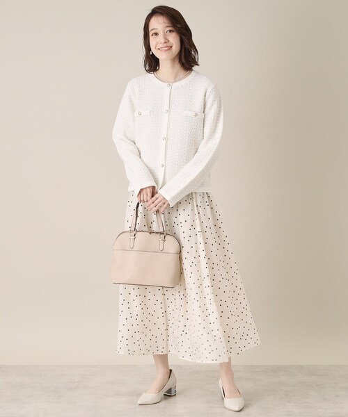 ITS'DEMO（イッツデモ）の「【通勤／手洗い可】ラメツイードニットジャケット（ノーカラージャケット・レディース・オフホワイト/ホワイト系6/ネイビー・00）」の20枚目の写真