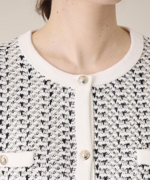 ITS'DEMO（イッツデモ）の「【通勤／手洗い可】ラメツイードニットジャケット（ノーカラージャケット・レディース・オフホワイト/ホワイト系6/ネイビー・00）」の12枚目の写真