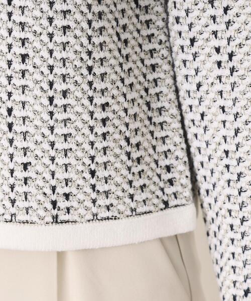 ITS'DEMO（イッツデモ）の「【通勤／手洗い可】ラメツイードニットジャケット（ノーカラージャケット・レディース・オフホワイト/ホワイト系6/ネイビー・00）」の5枚目の写真