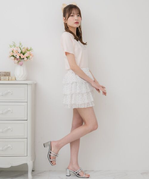 ems excite(エムズエキサイト)の「【新色追加】シフォンティアードミニSK(スカート・レディース・ブラック/ナチュラル/オフホワイト/ホワイト系その他・FREE)」の7枚目の写真