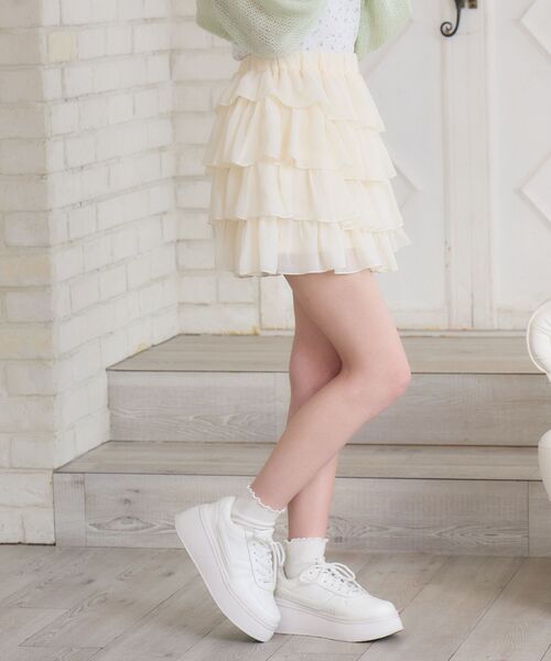 ems excite(エムズエキサイト)の「【新色追加】シフォンティアードミニSK(スカート・レディース・ブラック/ナチュラル/オフホワイト/ホワイト系その他・FREE)」の22枚目の写真