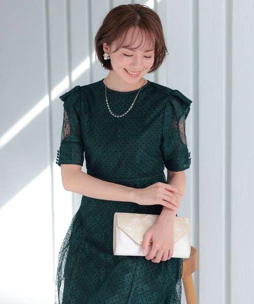 フロッキードットレース オケージョンドレス