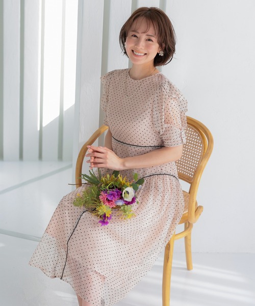 haremode(ハレモード)の「フロッキードットレースドレス(ドレス・レディース・グリーン/ネイビー/ベージュ・S/M)」の17枚目の写真