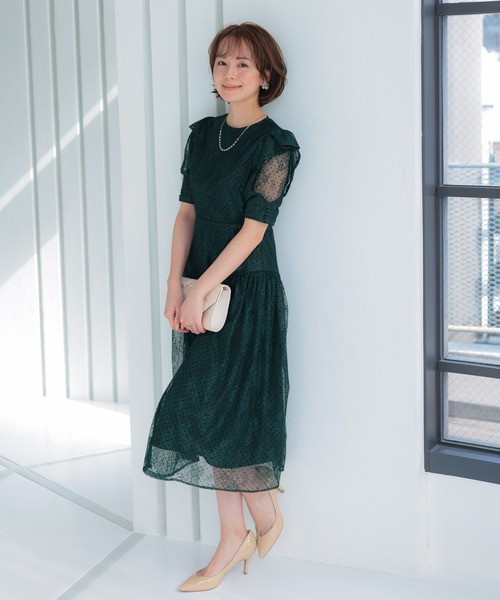 haremode(ハレモード)の「フロッキードットレースドレス(ドレス・レディース・グリーン/ネイビー/ベージュ・S/M)」の22枚目の写真