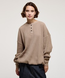 Tシャツ/カットソー（ベージュ系・ヘンリーネック）ファッション