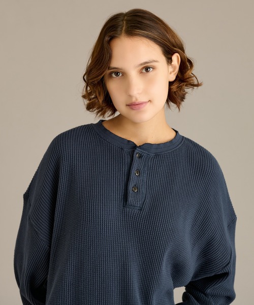 完売品 WETTEMPT ヘンリーネックピグメントワッフルロンT セール】HENRY NECK PIGMENT WAFFLE LONG TEE / ヘンリーネック