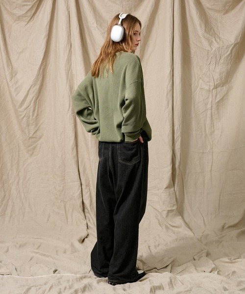 HENRY NECK PIGMENT WAFFLE LONG TEE / ヘンリーネック