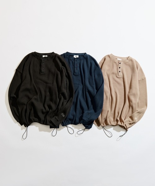 完売品 WETTEMPT ヘンリーネックピグメントワッフルロンT セール】HENRY NECK PIGMENT WAFFLE LONG TEE / ヘンリーネック
