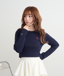 RAY CASSIN | 【着回し抜群】胸刺繍ケーブルニット(ニット/セーター)
