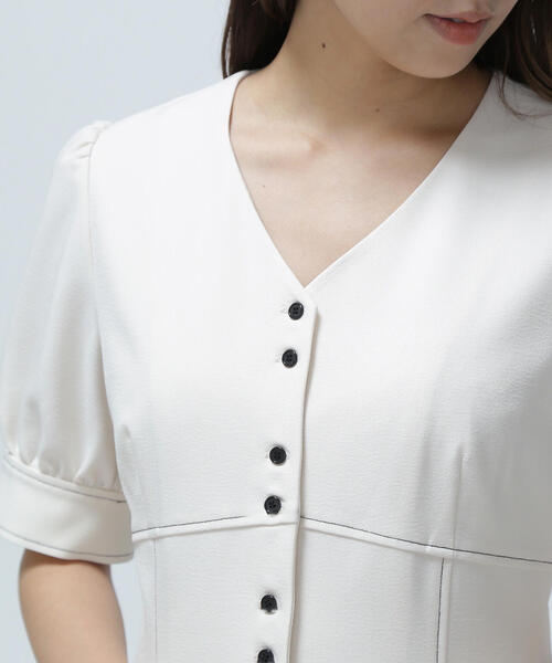 NATURAL BEAUTY BASIC（ナチュラルビューティーベーシック）の「◇バイカラーステッチワンピース（ワンピース・レディース・ホワイト系その他/グリーン系その他3/ブルー系その他6・MEDIUM/SMALL/P/S）」の16枚目の写真