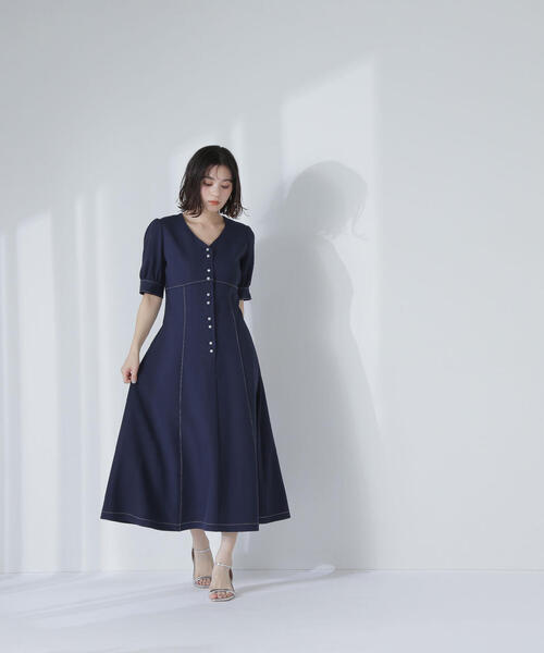 NATURAL BEAUTY BASIC（ナチュラルビューティーベーシック）の「◇バイカラーステッチワンピース（ワンピース・レディース・ホワイト系その他/グリーン系その他3/ブルー系その他6・MEDIUM/SMALL/P/S）」の22枚目の写真