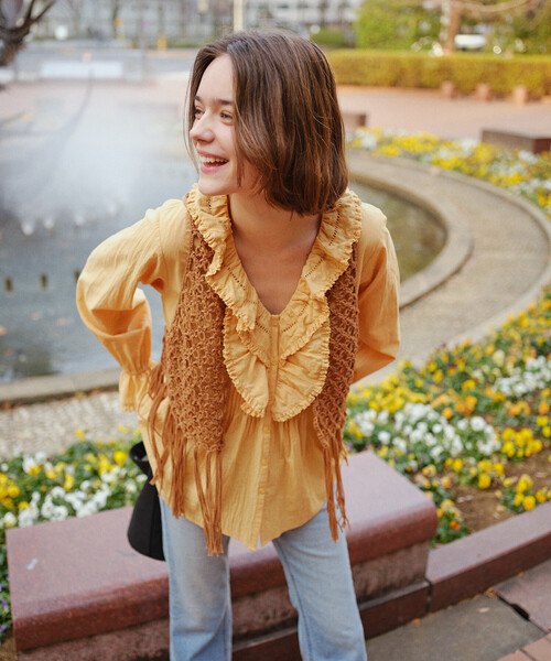 FREAK'S STORE（フリークスストア）の「フリンジ 柄編みベスト（ベスト・レディース・ブラウン/キャメル/ブラック・ﾌﾘ-）」の10枚目の写真