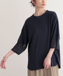 THEATRE PRODUCTS - ローズレース テレコ 七分袖 カットソー 七分袖」に該当するTシャツ/カットソー（レース）ファッション