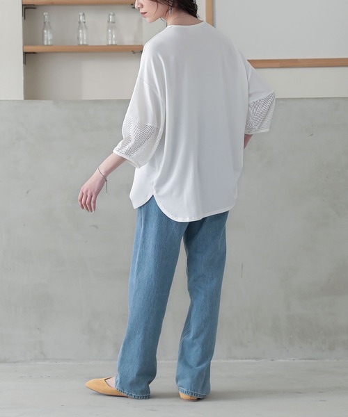 n'OrLABEL（ノアールレーベル）の「『七分袖レースランタンカットソー』（Tシャツ/カットソー・レディース・チャコール/ネイビー/グリーン/ホワイト・2/1）」の22枚目の写真