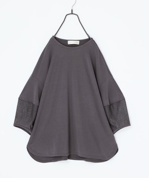 n'OrLABEL（ノアールレーベル）の「『七分袖レースランタンカットソー』（Tシャツ/カットソー・レディース・チャコール/ネイビー/グリーン/ホワイト・2/1）」の10枚目の写真