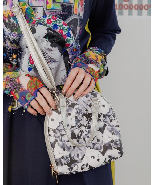 ScoLar（スカラー）の「651442：ネコorパッチワーク柄 ラウンドショルダーバッグ（ショルダーバッグ・レディース・イエロー/グレー・FREE）」の7枚目の写真