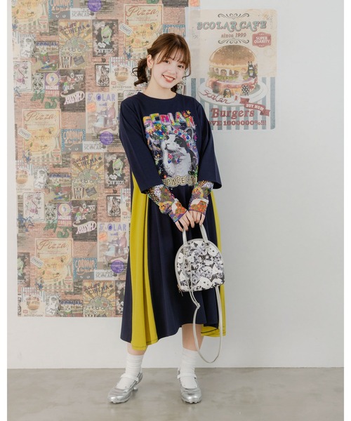 ScoLar（スカラー）の「651442：ネコorパッチワーク柄 ラウンドショルダーバッグ（ショルダーバッグ・レディース・イエロー/グレー・FREE）」の12枚目の写真