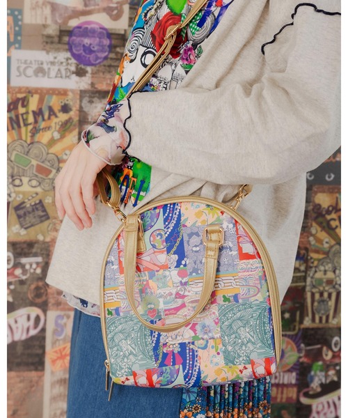 ScoLar（スカラー）の「651442：ネコorパッチワーク柄 ラウンドショルダーバッグ（ショルダーバッグ・レディース・イエロー/グレー・FREE）」の14枚目の写真