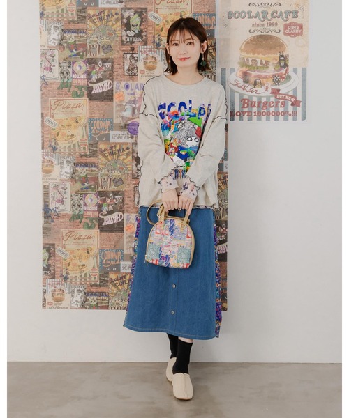 ScoLar（スカラー）の「651442：ネコorパッチワーク柄 ラウンドショルダーバッグ（ショルダーバッグ・レディース・イエロー/グレー・FREE）」の15枚目の写真