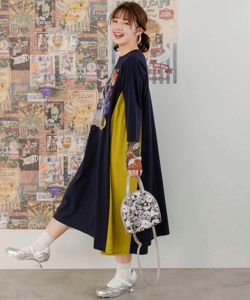 ScoLar（スカラー）の「651442：ネコorパッチワーク柄 ラウンドショルダーバッグ（ショルダーバッグ・レディース・イエロー/グレー・FREE）」の10枚目の写真