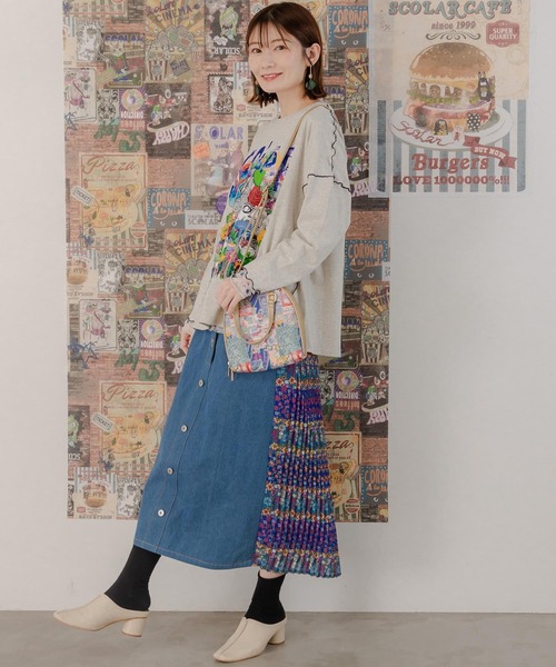 ScoLar（スカラー）の「651442：ネコorパッチワーク柄 ラウンドショルダーバッグ（ショルダーバッグ・レディース・イエロー/グレー・FREE）」の16枚目の写真