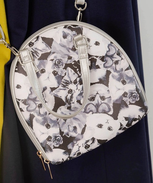 ScoLar（スカラー）の「651442：ネコorパッチワーク柄 ラウンドショルダーバッグ（ショルダーバッグ・レディース・イエロー/グレー・FREE）」の22枚目の写真