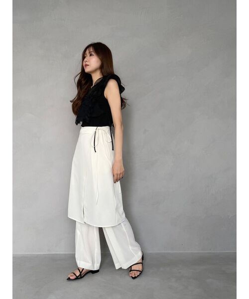 OUNNOUN(オウンノウン)の「【OUNNOUN】ラップスカートレイヤードパンツ(その他パンツ・レディース・アイボリー/チャコールグレー/オレンジ・MEDIUM/SMALL)」の5枚目の写真
