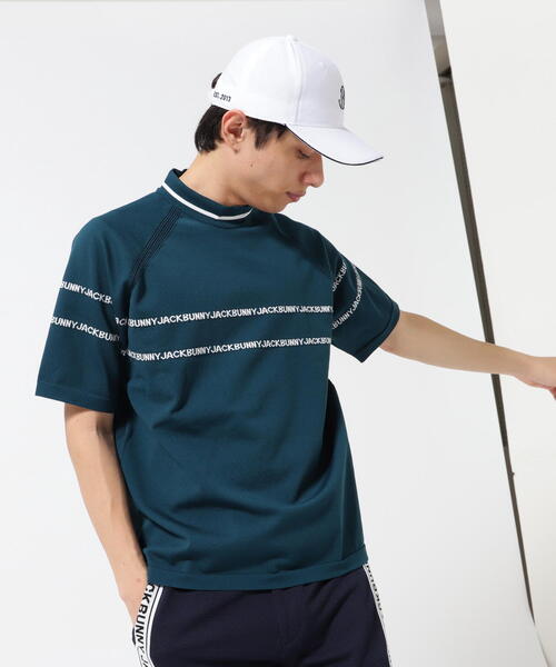 【新品】ジャックバニー　半袖モックネックシャツ　肩ライン　ネイビー　LLサイズ 楽天市場】ジャックバニー Jack Bunny!! ロゴジャカード モック
