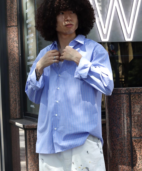 WISM(ウィズム)の「NAMELESSNESS / ネームレスネス Classic Shirt(シャツ/ブラウス・メンズ・ホワイト/ブルー系その他・2/3)」の15枚目の写真