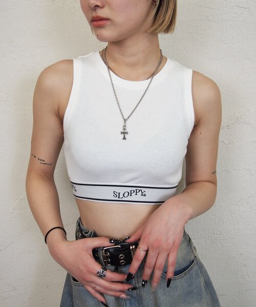 WHO'S WHO gallery（フーズフーギャラリー）の「【SLOPPY/スロッピー】ラインゴムタンク（タンクトップ・レディース・ブラック/グレー/ホワイト・FREE）」の10枚目の写真