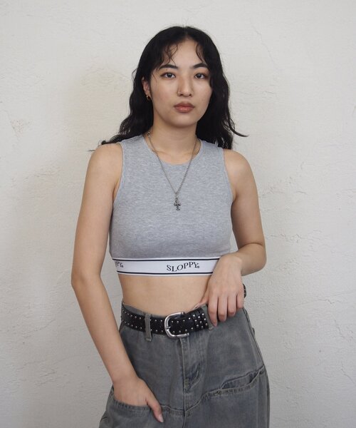 WHO'S WHO gallery（フーズフーギャラリー）の「【SLOPPY/スロッピー】ラインゴムタンク（タンクトップ・レディース・ブラック/グレー/ホワイト・FREE）」の8枚目の写真