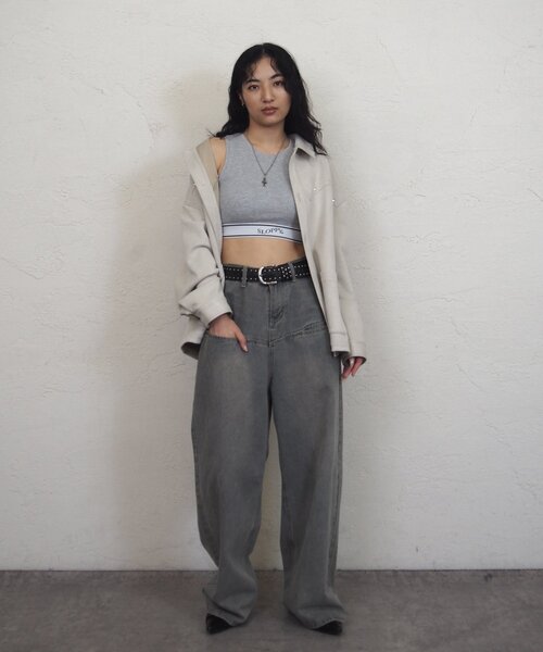 WHO'S WHO gallery（フーズフーギャラリー）の「【SLOPPY/スロッピー】ラインゴムタンク（タンクトップ・レディース・ブラック/グレー/ホワイト・FREE）」の9枚目の写真