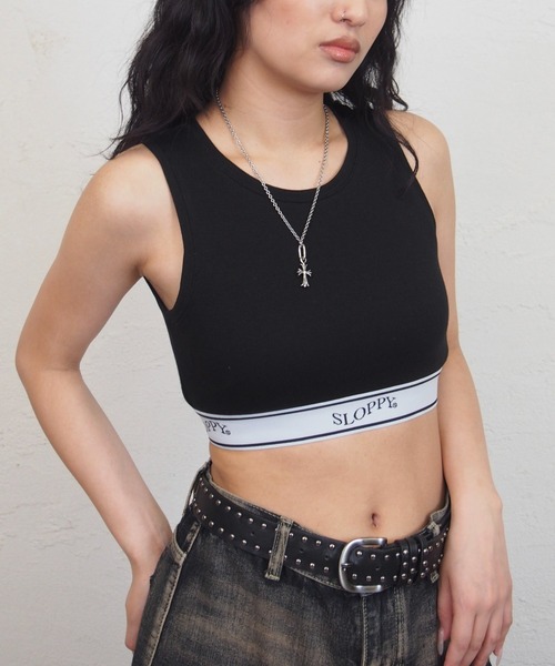 WHO'S WHO gallery（フーズフーギャラリー）の「【SLOPPY/スロッピー】ラインゴムタンク（タンクトップ・レディース・ブラック/グレー/ホワイト・FREE）」の2枚目の写真