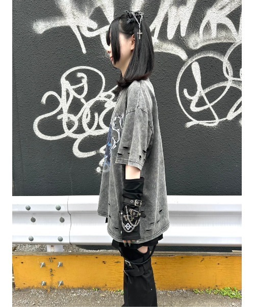 TRAVAS TOKYO/トラバス トーキョー』イラストプリント加工Tシャツ（T