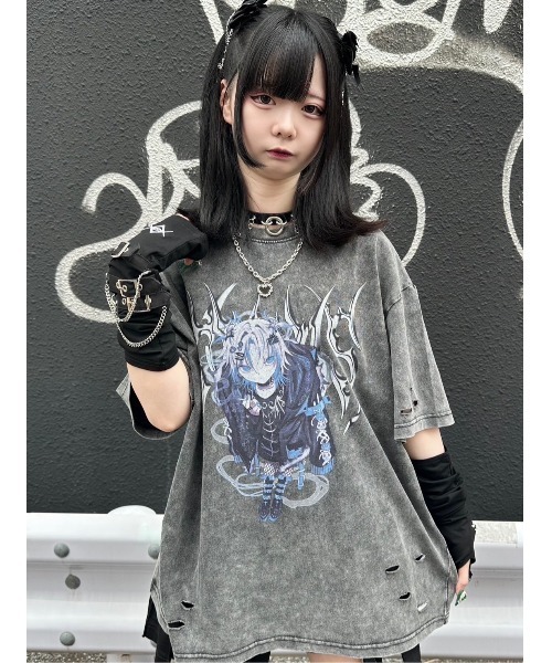 TRAVAS TOKYO/トラバス トーキョー』イラストプリント加工Tシャツ（T