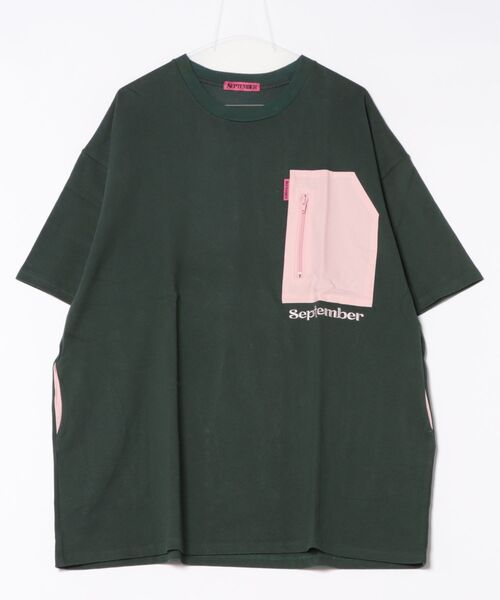 September(セプテンバー)の「【8】【SEPTEMBER(セプテンバー)】pocket bigtee(Tシャツ/カットソー・レディース・グリーン/ブラック/ホワイト・MEDIUM/SMALL)」の1枚目の写真