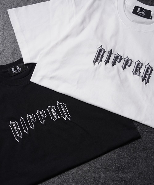 Tシャツ・カットソー LOGO EMBROIDERY T-SHIRT セール】Embroidery LOGO over size Tshirts 刺繍ロゴオーバー