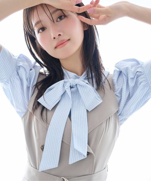 JILL by JILL STUART（ジルバイジルスチュアート）の「◇シアーボウタイパフブラウス（シャツ/ブラウス・レディース・ブルー系その他/ホワイト・FREE）」の2枚目の写真
