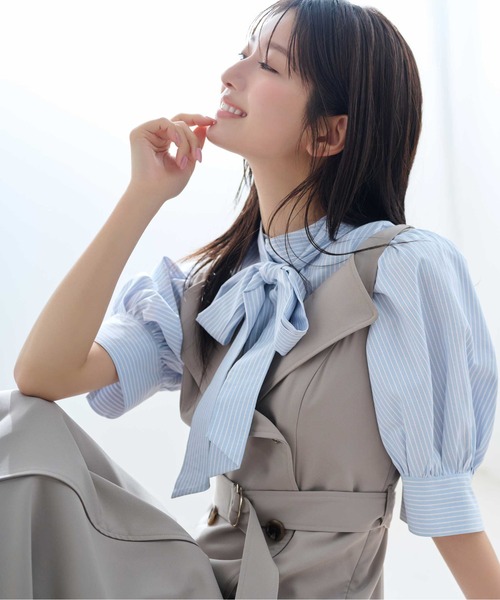 JILL by JILL STUART（ジルバイジルスチュアート）の「◇シアーボウタイパフブラウス（シャツ/ブラウス・レディース・ブルー系その他/ホワイト・FREE）」の9枚目の写真