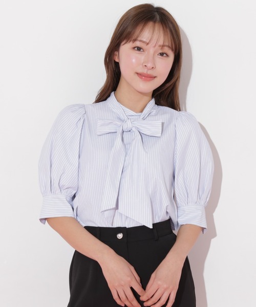 JILL by JILL STUART（ジルバイジルスチュアート）の「◇シアーボウタイパフブラウス（シャツ/ブラウス・レディース・ブルー系その他/ホワイト・FREE）」の11枚目の写真