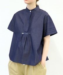 「haupia」 半袖ブラウス MEDIUM ブルーグレー レディース haupia｜ハウピアのシャツ/ブラウス（ブルー・ネイビー/青色系