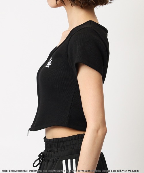 tシャツ 「MLB」ZIP刺繍ロゴリブトップス レディース MLB】ZIP刺繍ロゴリブトップス BACK TO THE FIELD│SPIRALGIRL